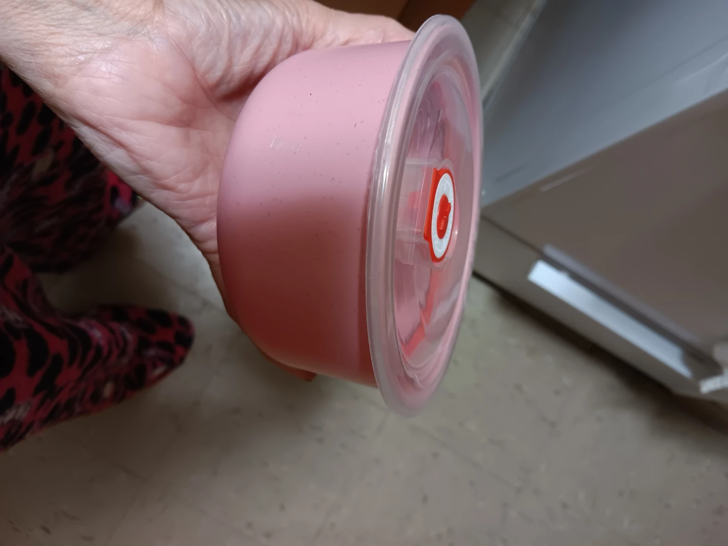 Pink Round Food Storage Container with Timer Lid