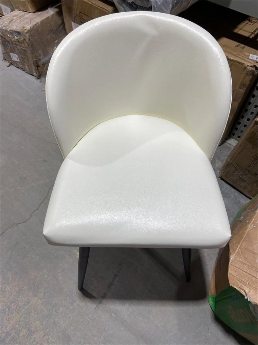 3 White Dining Chair with Black Metal Legs - photo 3