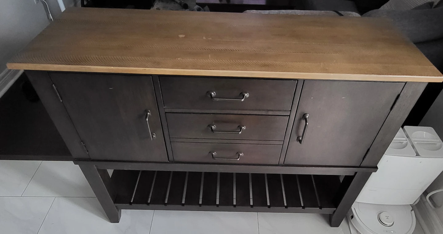 Dark Wood Kitchen Island / Buffet with Light Wood Top - photo 4