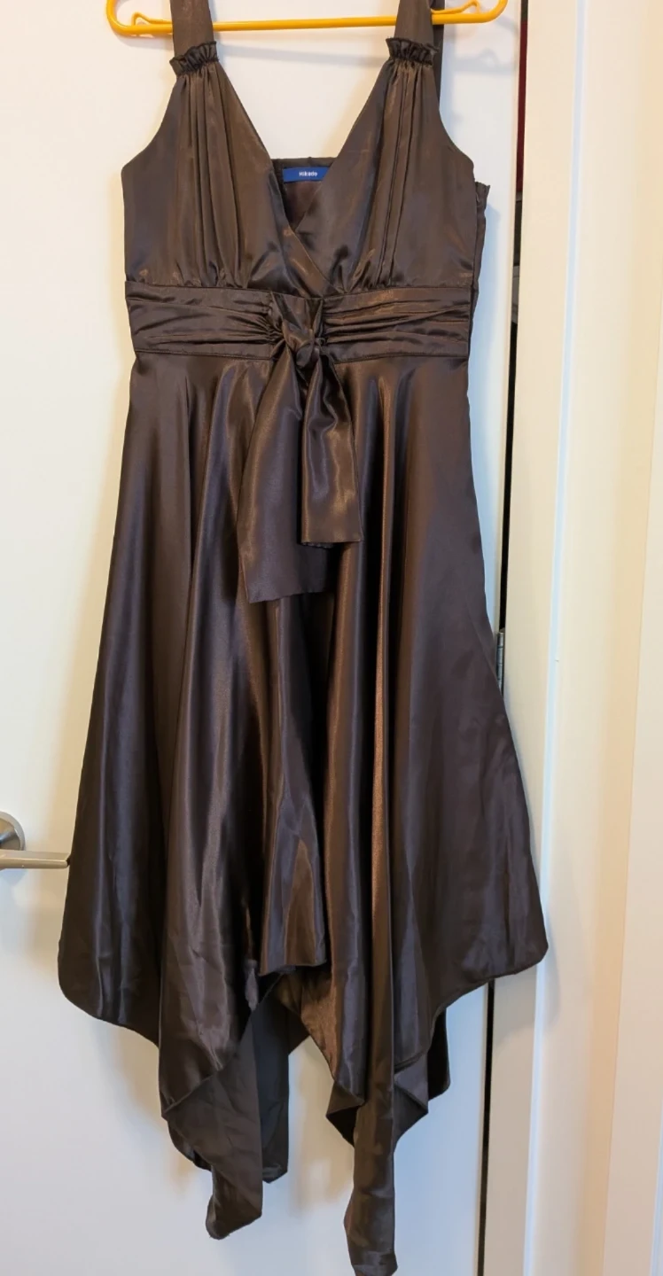 Mikado Women's Brown Satin Party Dress - Size S