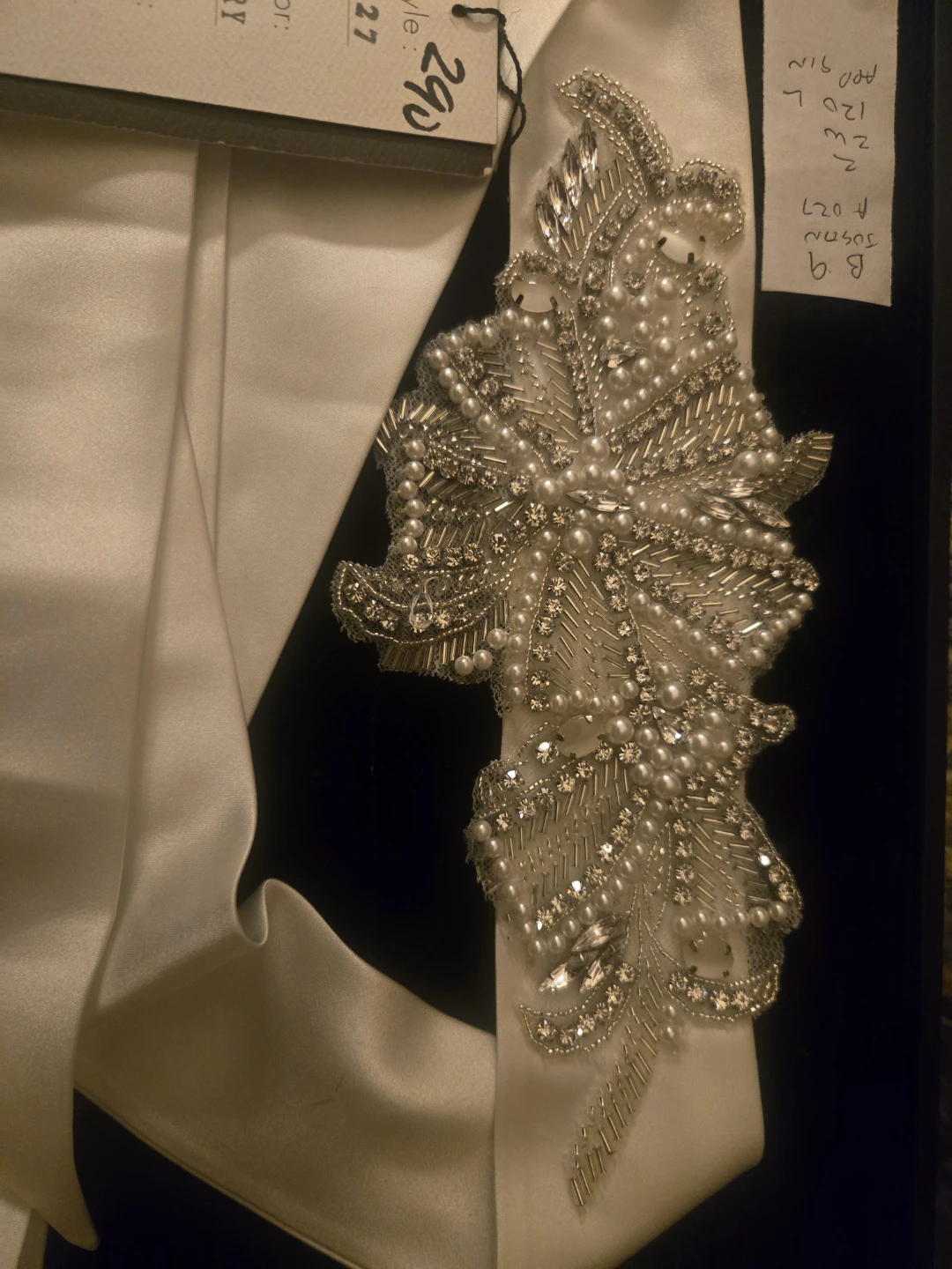 Ivory Satin Sash with Beaded Embellishment Size 2