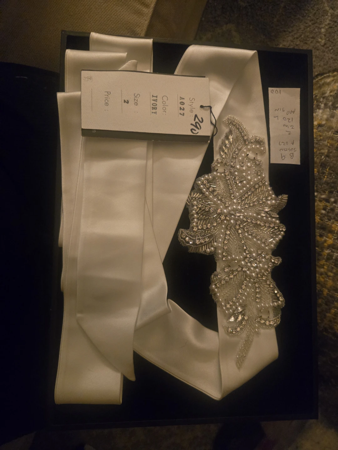 Ivory Satin Sash with Beaded Embellishment Size 2 - photo 2
