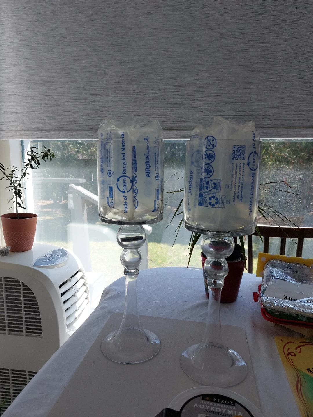 Pair of Clear Glass Trumpet Candle Holders