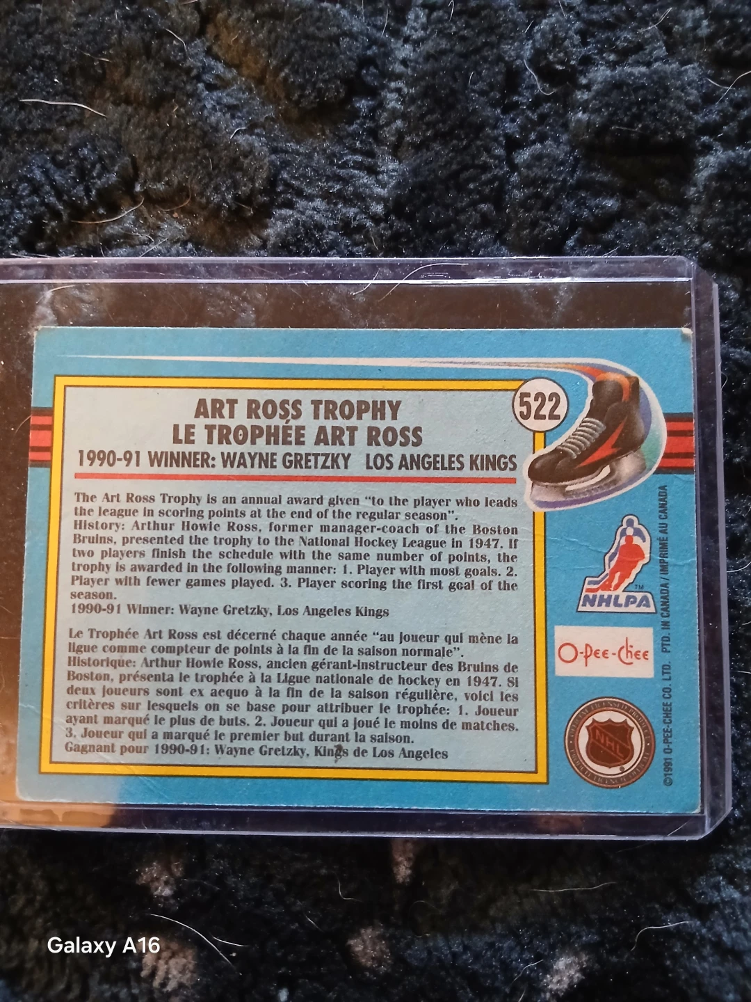 1990-91 Wayne Gretzky Art Ross Trophy Winner Hockey Card - photo 2