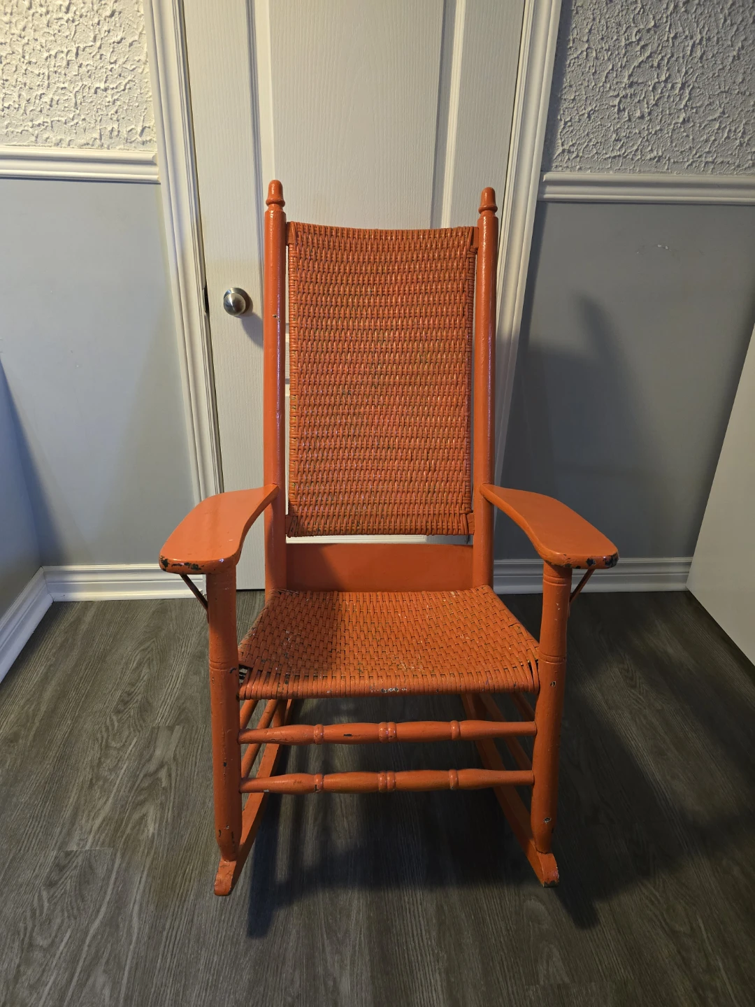 Orange Wicker Rocking Chair