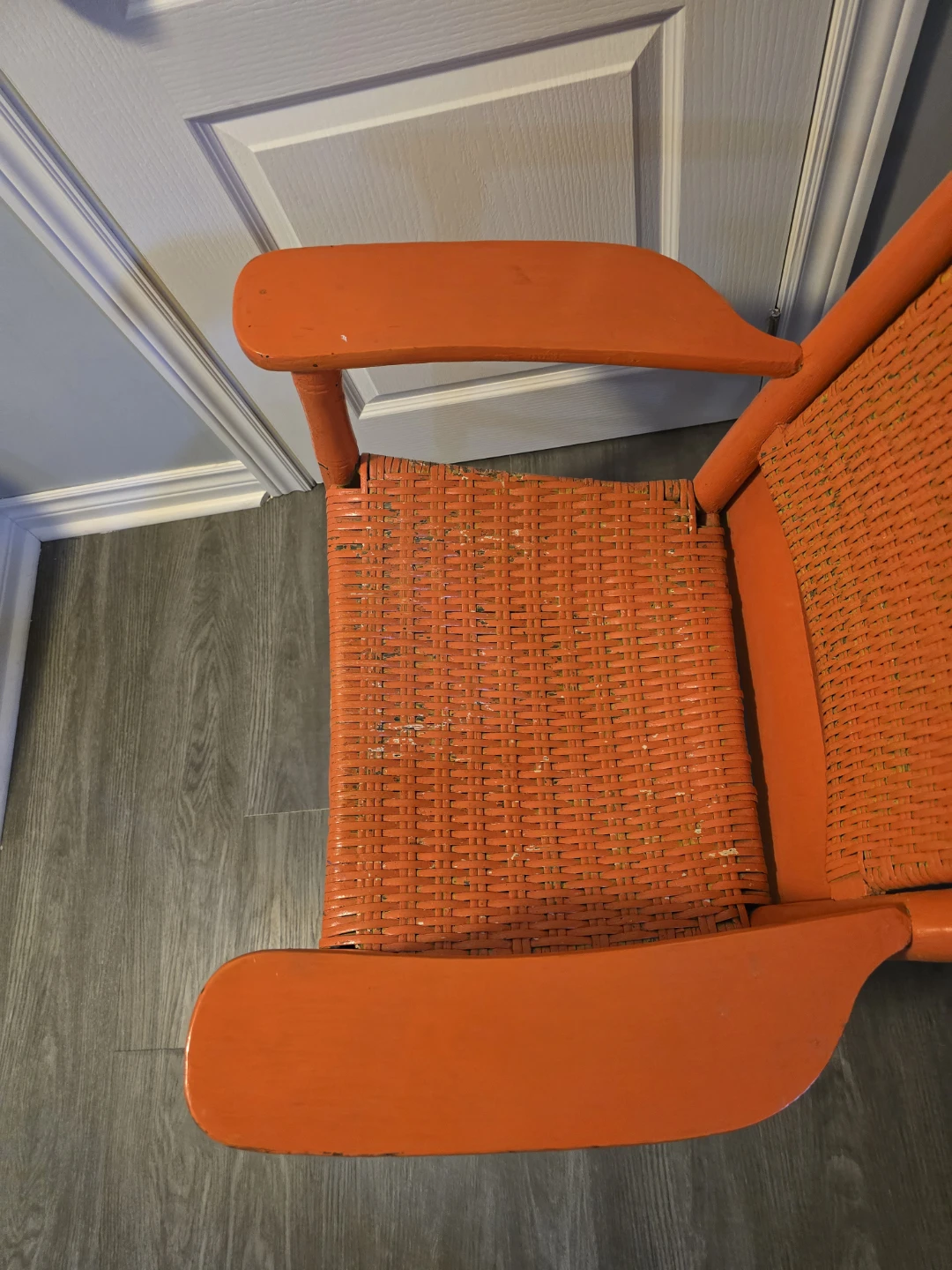 Orange Wicker Rocking Chair - photo 3