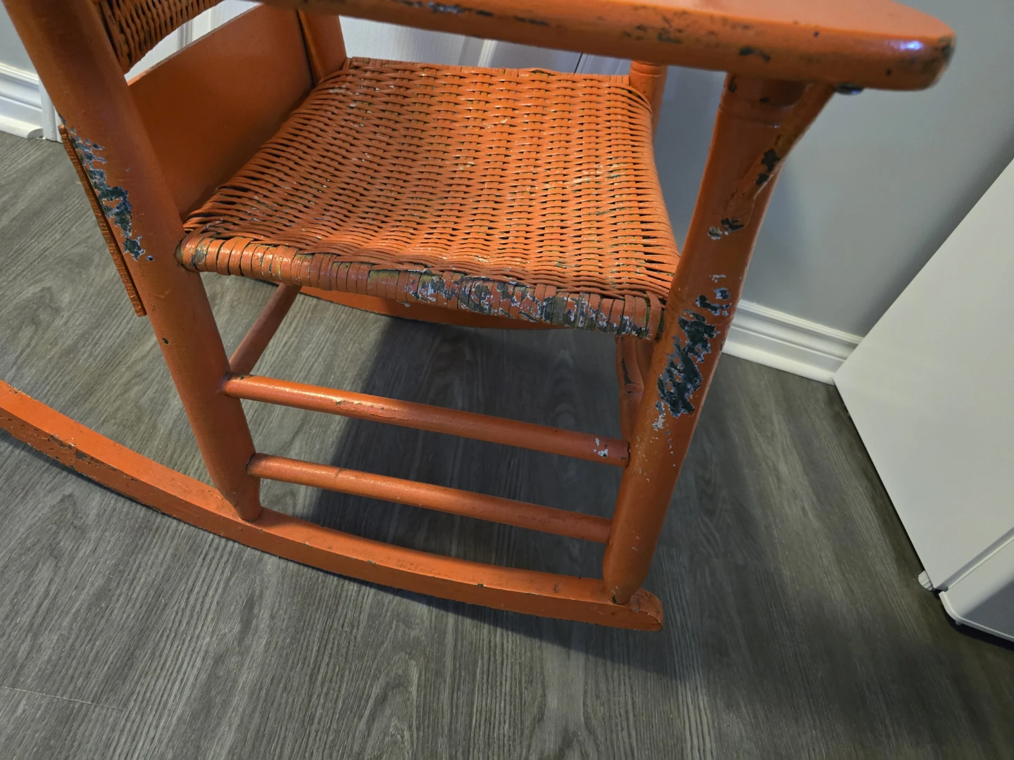 Orange Wicker Rocking Chair - photo 5