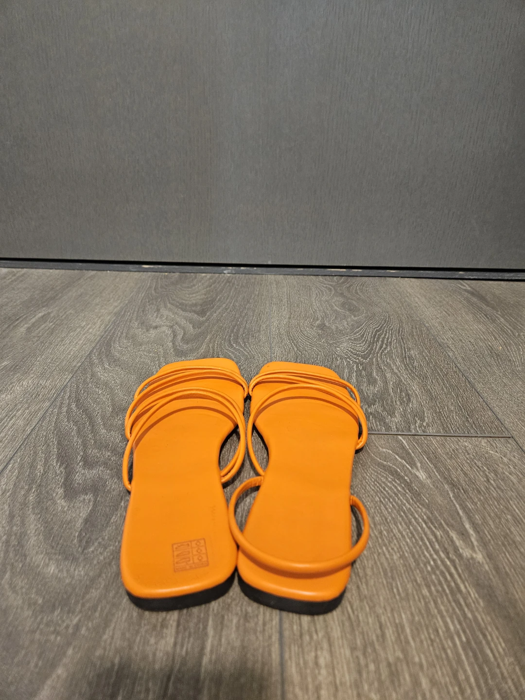 Orange Strappy Flat Sandals