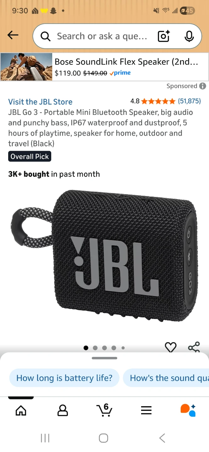 JBL Go 3 Portable Waterproof Bluetooth Speaker - Black - photo 3