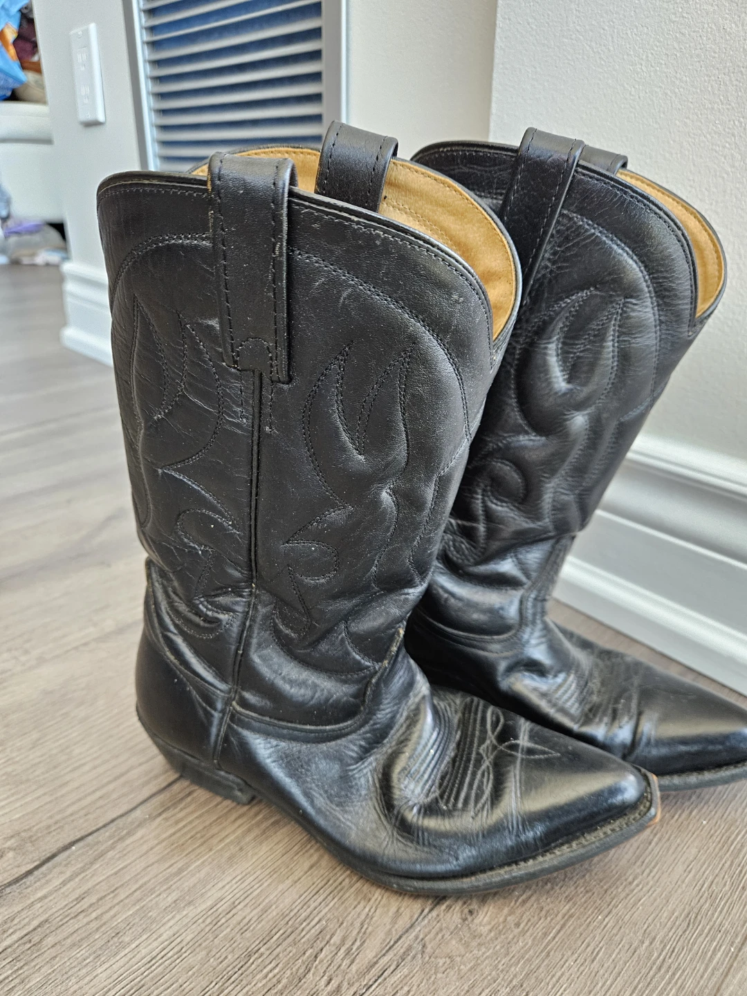 Black Leather Cowboy Boots