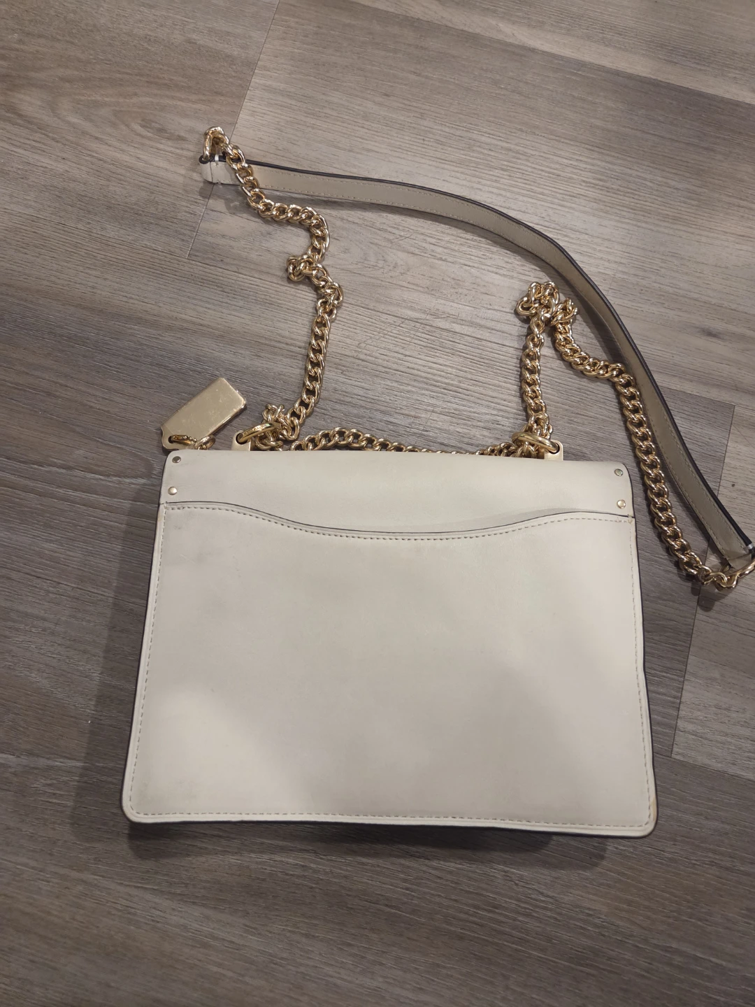 Coach Cream Leather Studded Chain Shoulder Bag - photo 3