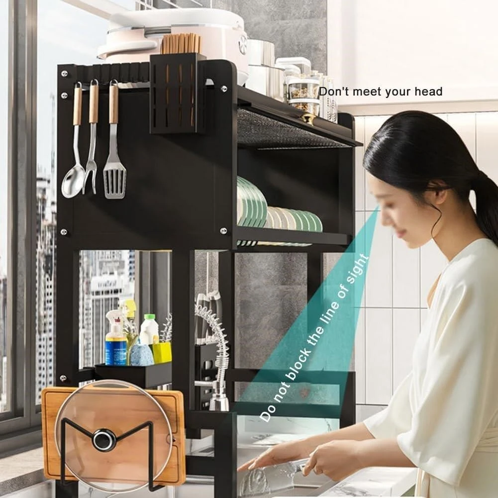 Brand New>>Black Kitchen Dish Drying Rack Shelf with Storage - photo 2
