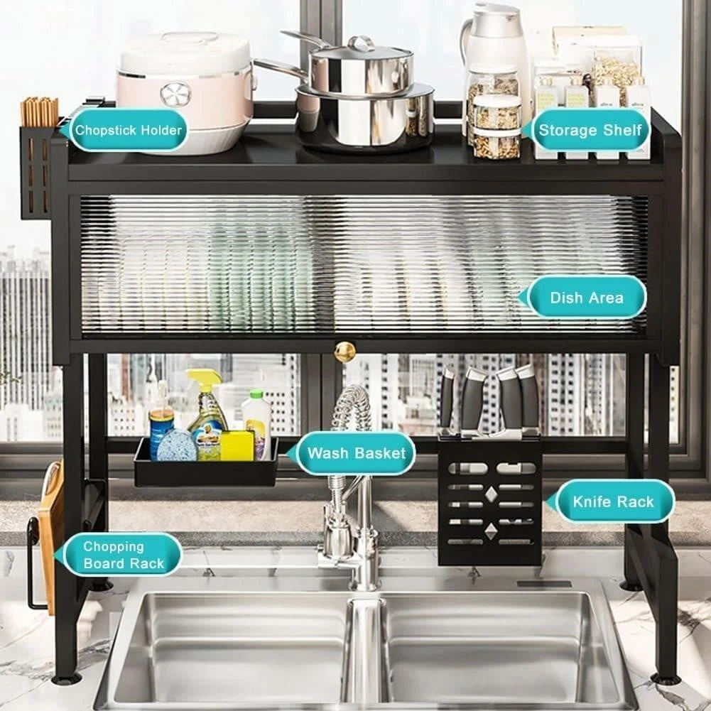 Brand New>>Black Kitchen Dish Drying Rack Shelf with Storage - photo 3
