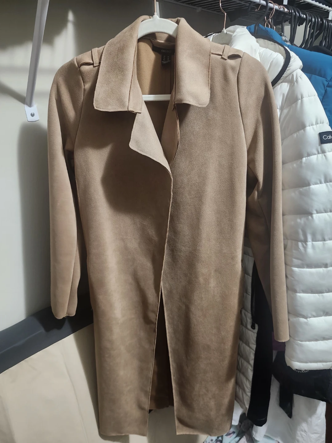 Forever 21 Tan Suede-like Trench Coat - Size M