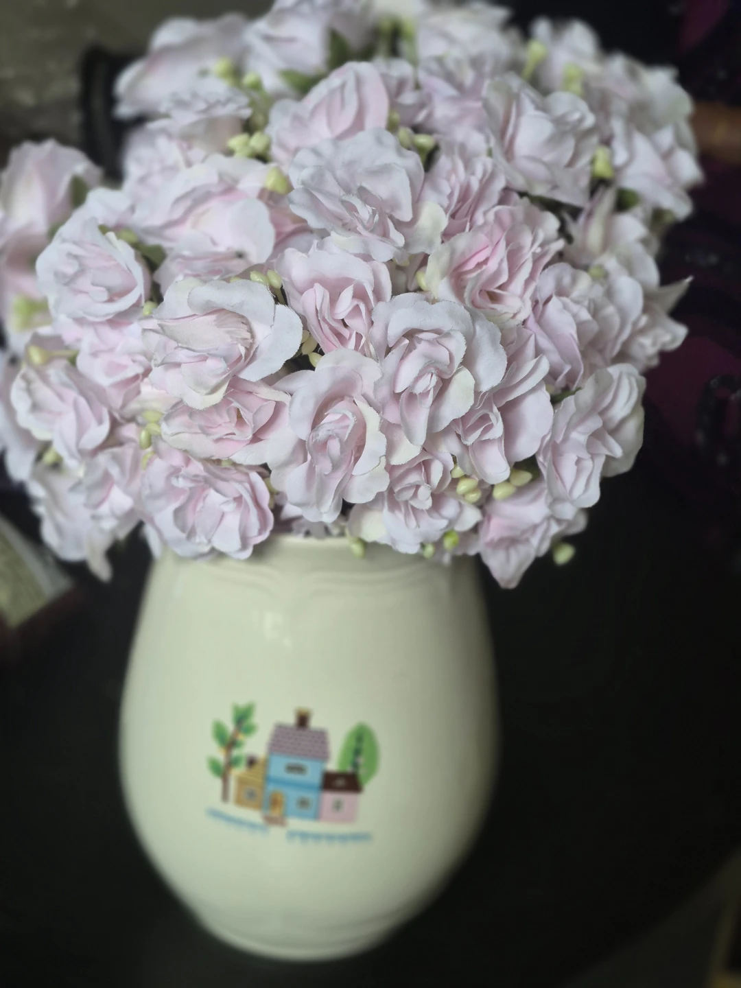 Cream Ceramic Pitcher with Village Scene - photo 2