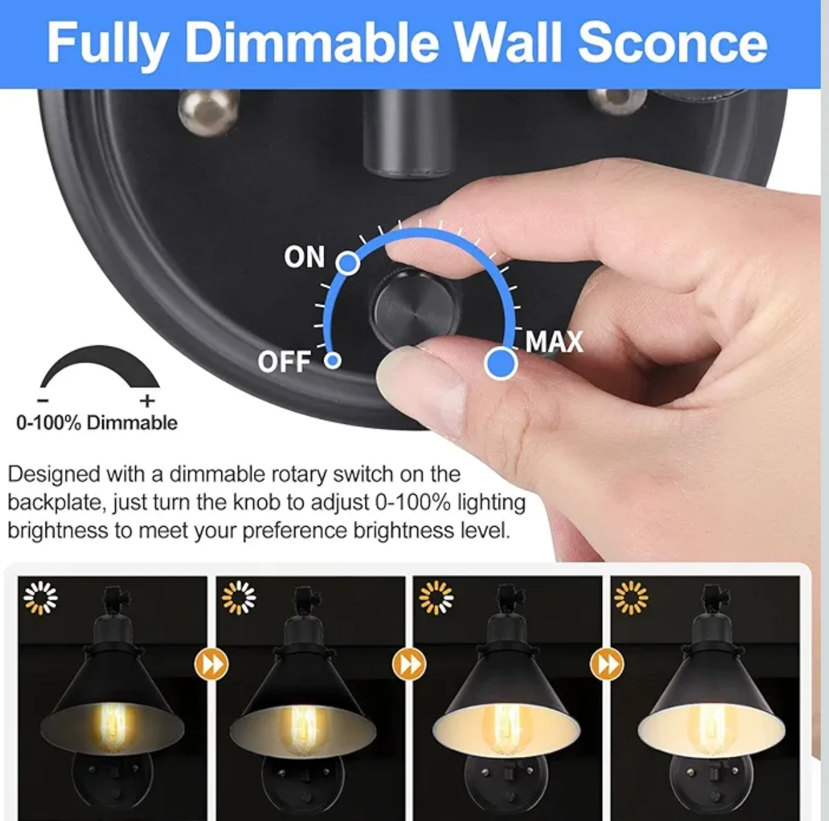 TRLIFE Swing Arm Wall Sconces-Black - photo 4