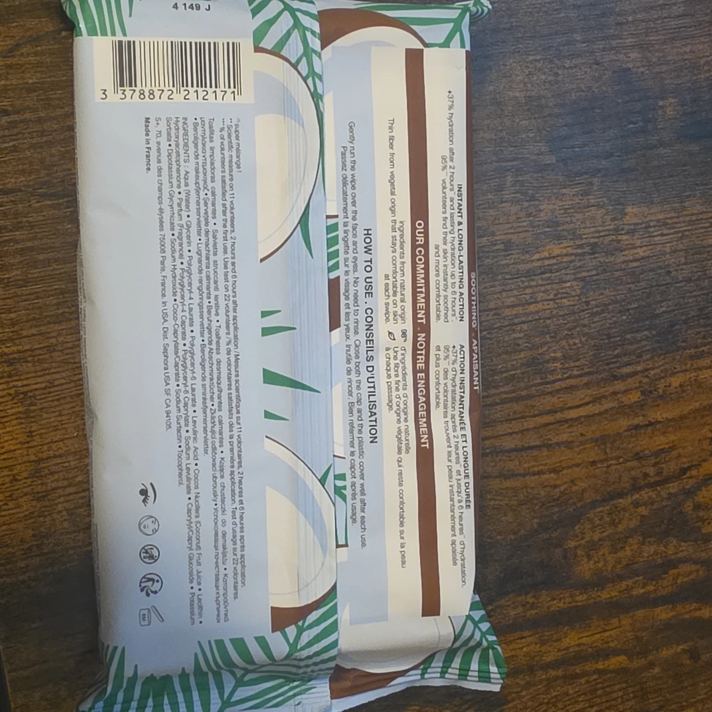 Sephora Soothing Cleansing Wipes with Coconut Extract (40 Count) - photo 2