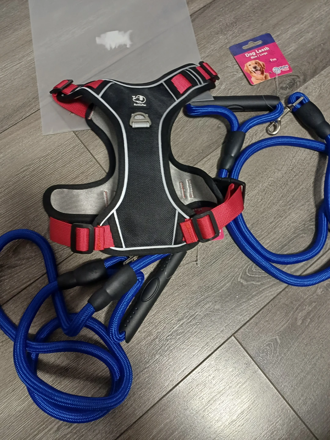 RuiXinPet Dog Harness with 2 free Leash Set - Blue/Large - photo 2