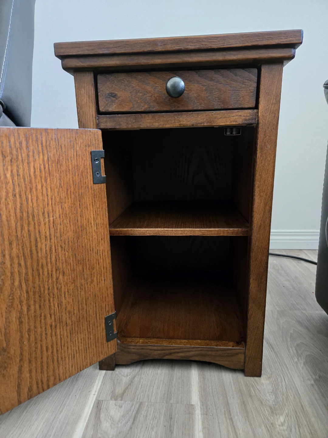 Wooden End Table with Drawer and Hidden Power Outlet - photo 2