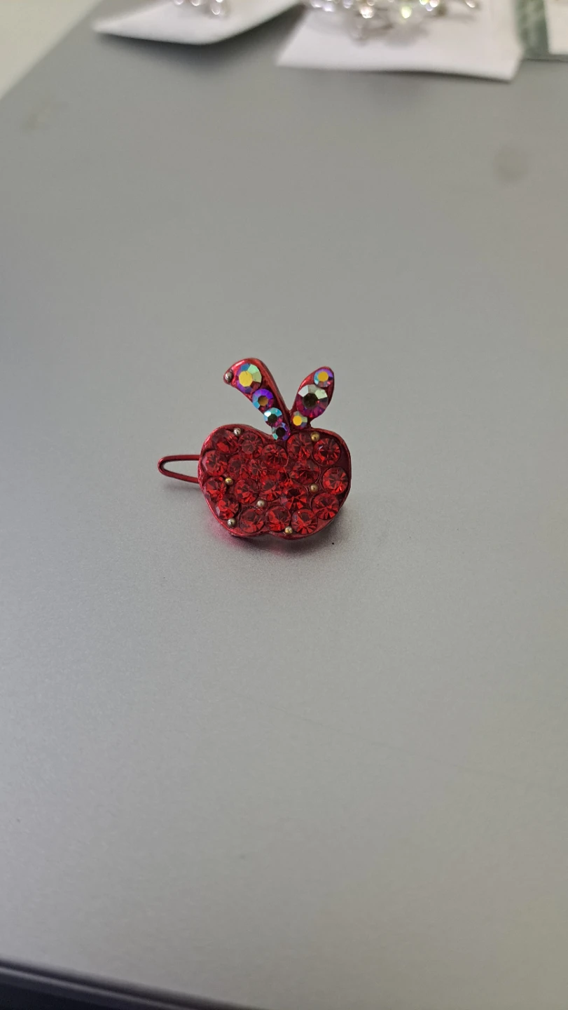 Red Apple Rhinestone hair pin