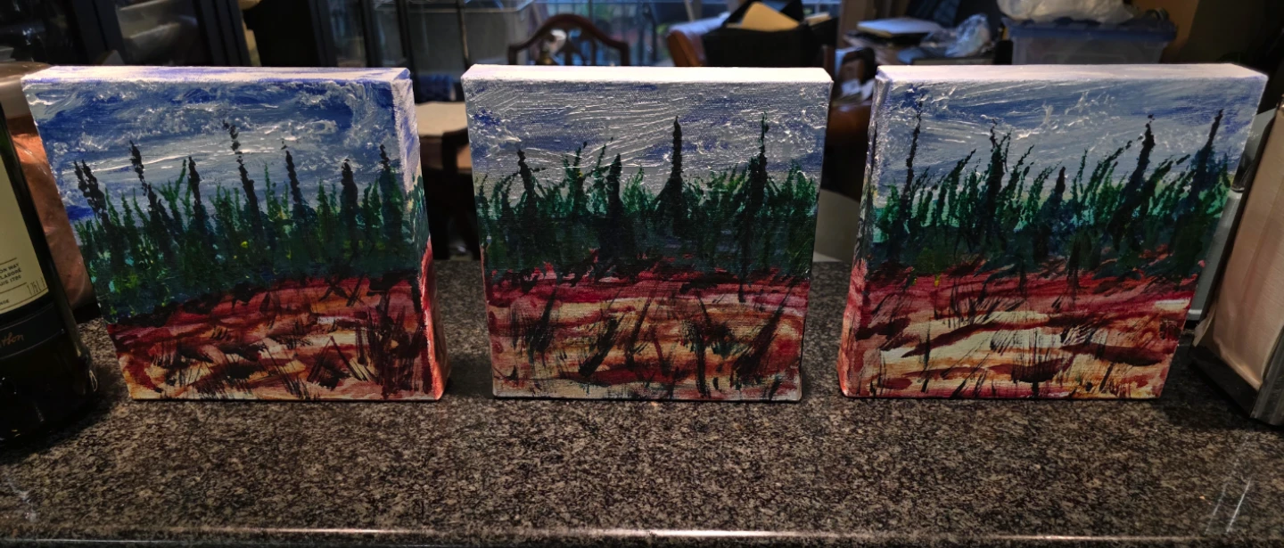 Set of 3 original small acrylic paintings