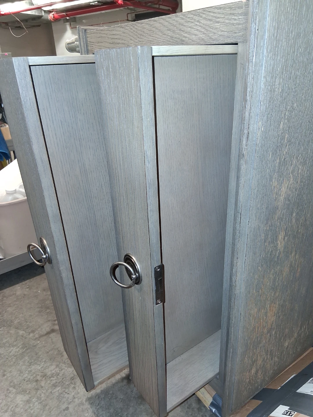 Gray 3-Door Cabinet with Silver Ring Pulls - photo 5
