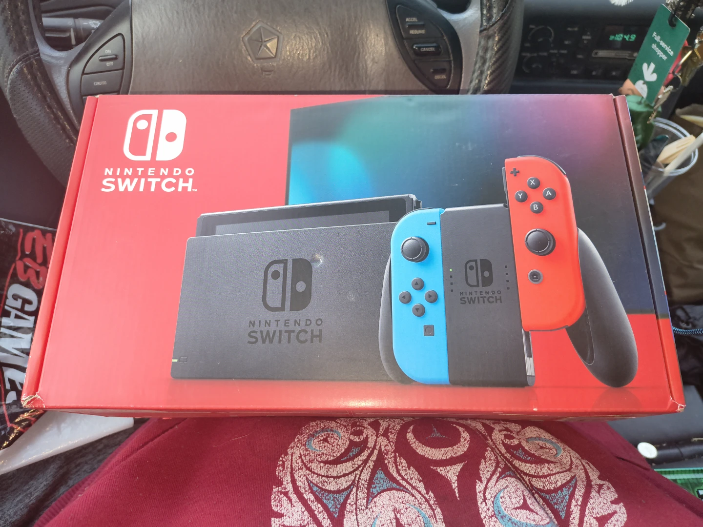 Nintendo Switch Console with Neon Red and Blue Joy-Cons