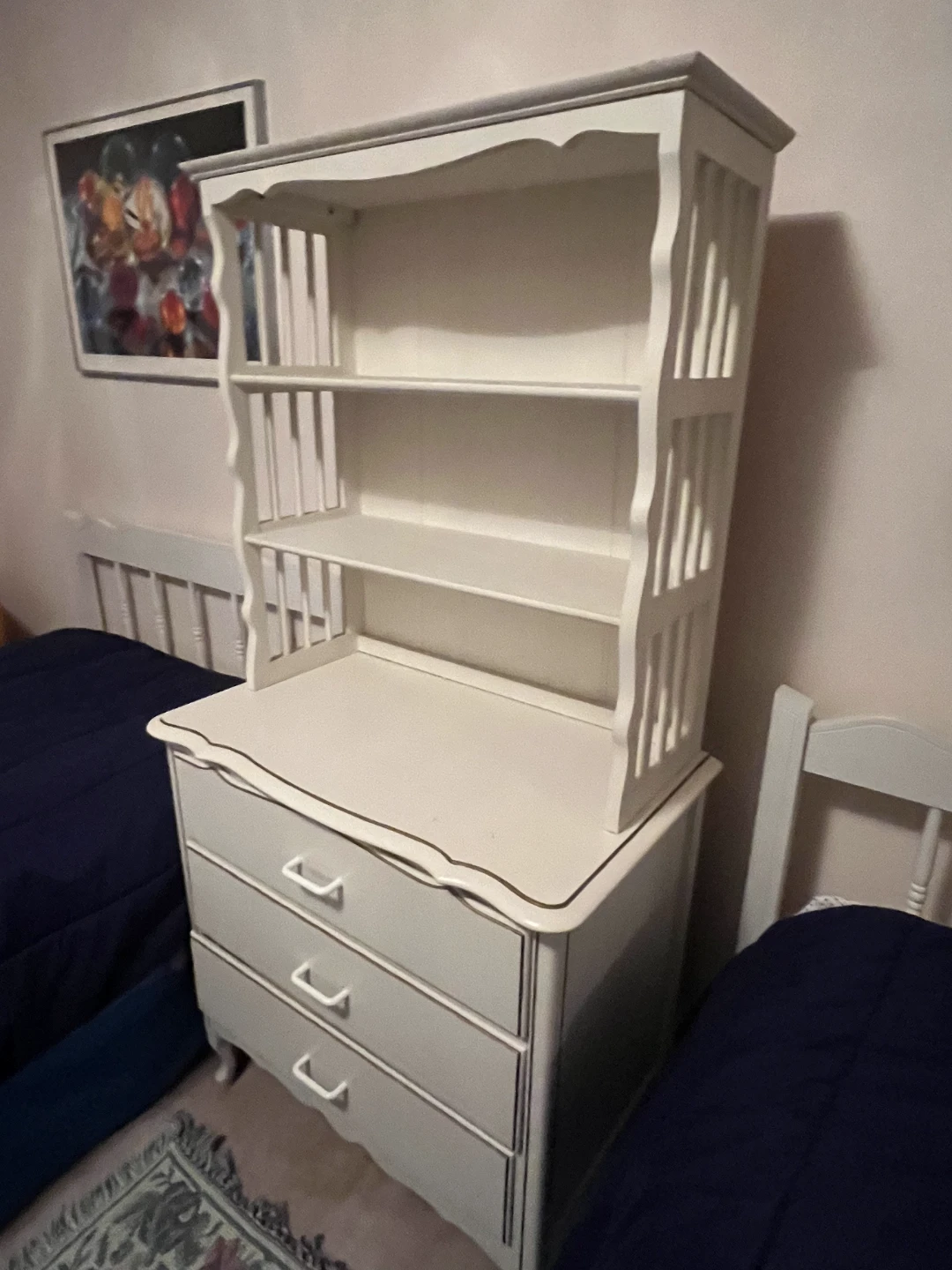 White 3-Drawer Dresser with Hutch & twin bed frames - photo 5