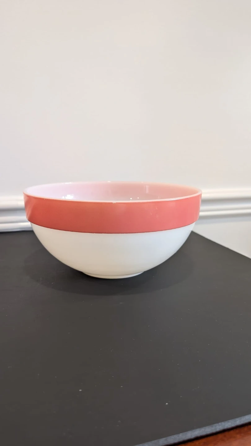 Fire King Colonial Pink Band mixing bowl
