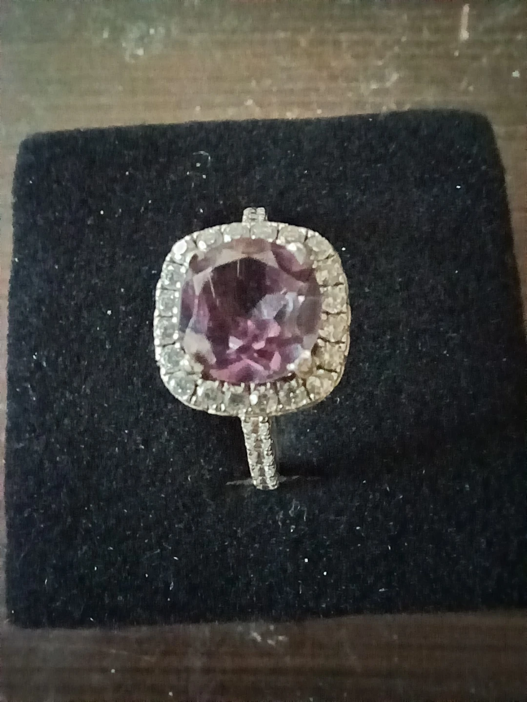 Amethyst Gemstone Silver 925 Ring with Halo