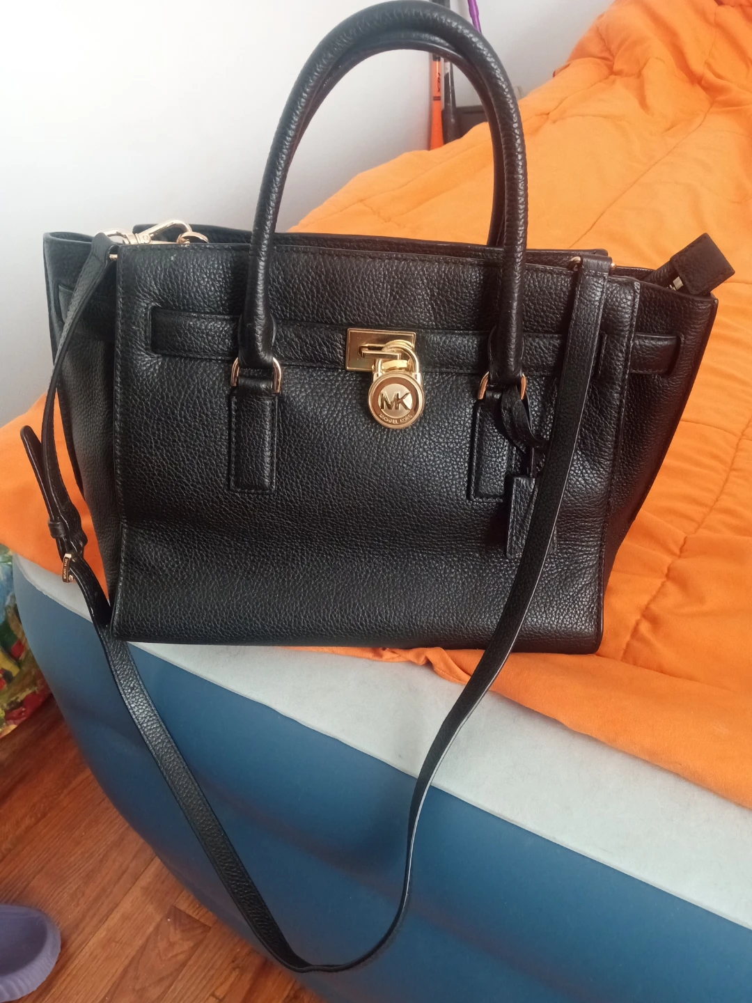Michael Kors Black Leather Satchel Handbag
