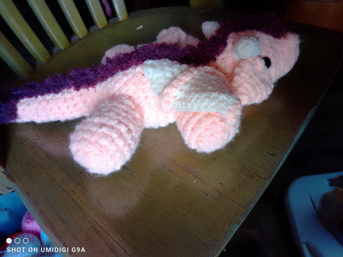 Crocheted Pink Dragon Plush Toy
