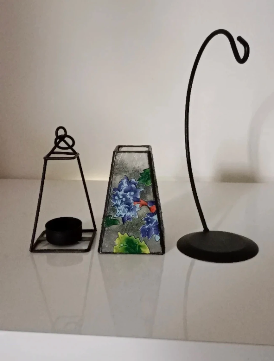 Black Metal Candle Holder with Decorative Lantern - photo 2