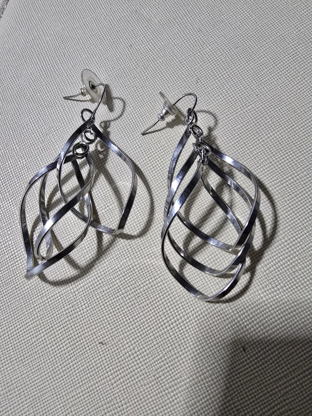 Silver Twist Drop Earrings