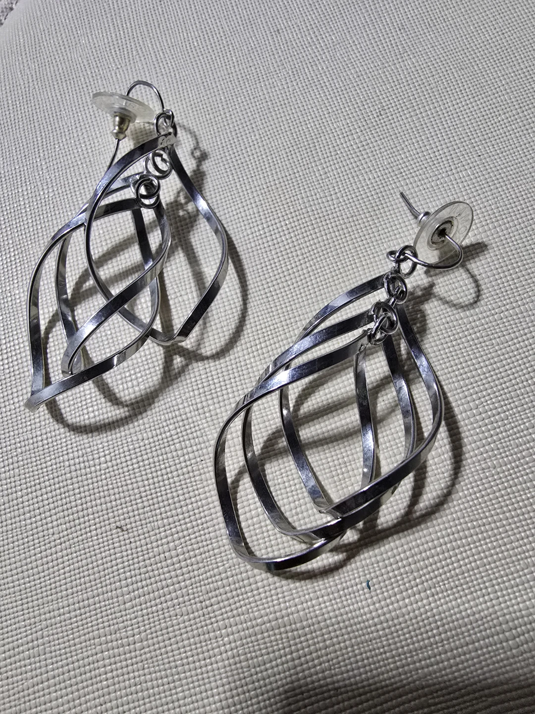 Silver Twist Drop Earrings - photo 2