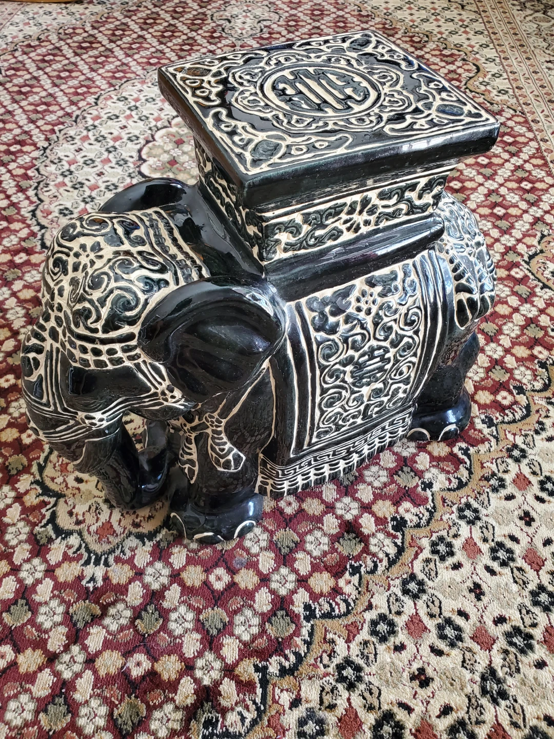 Black Elephant Garden Stool - photo 3