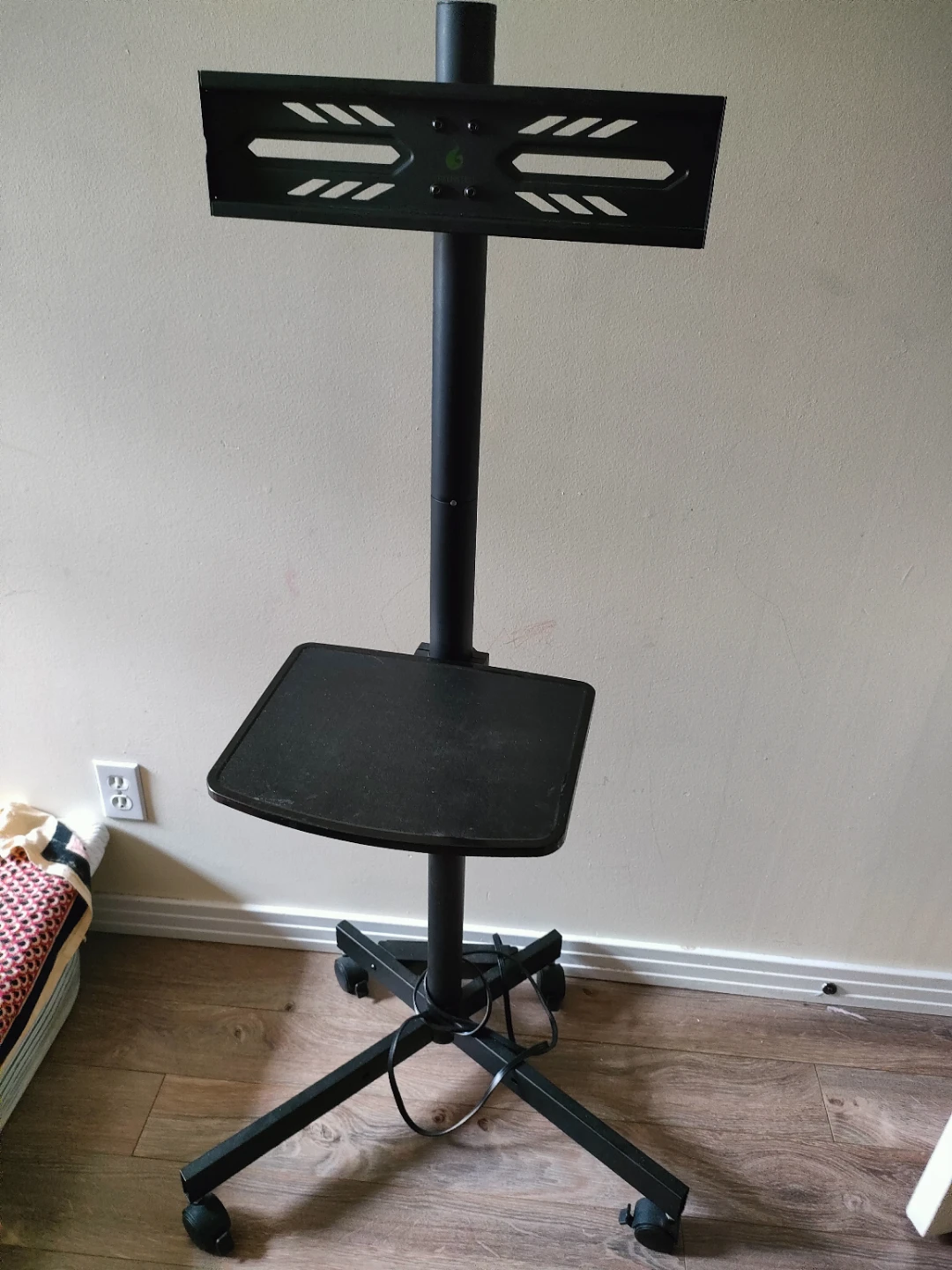 Black Rolling TV Stand with Shelf - photo 3