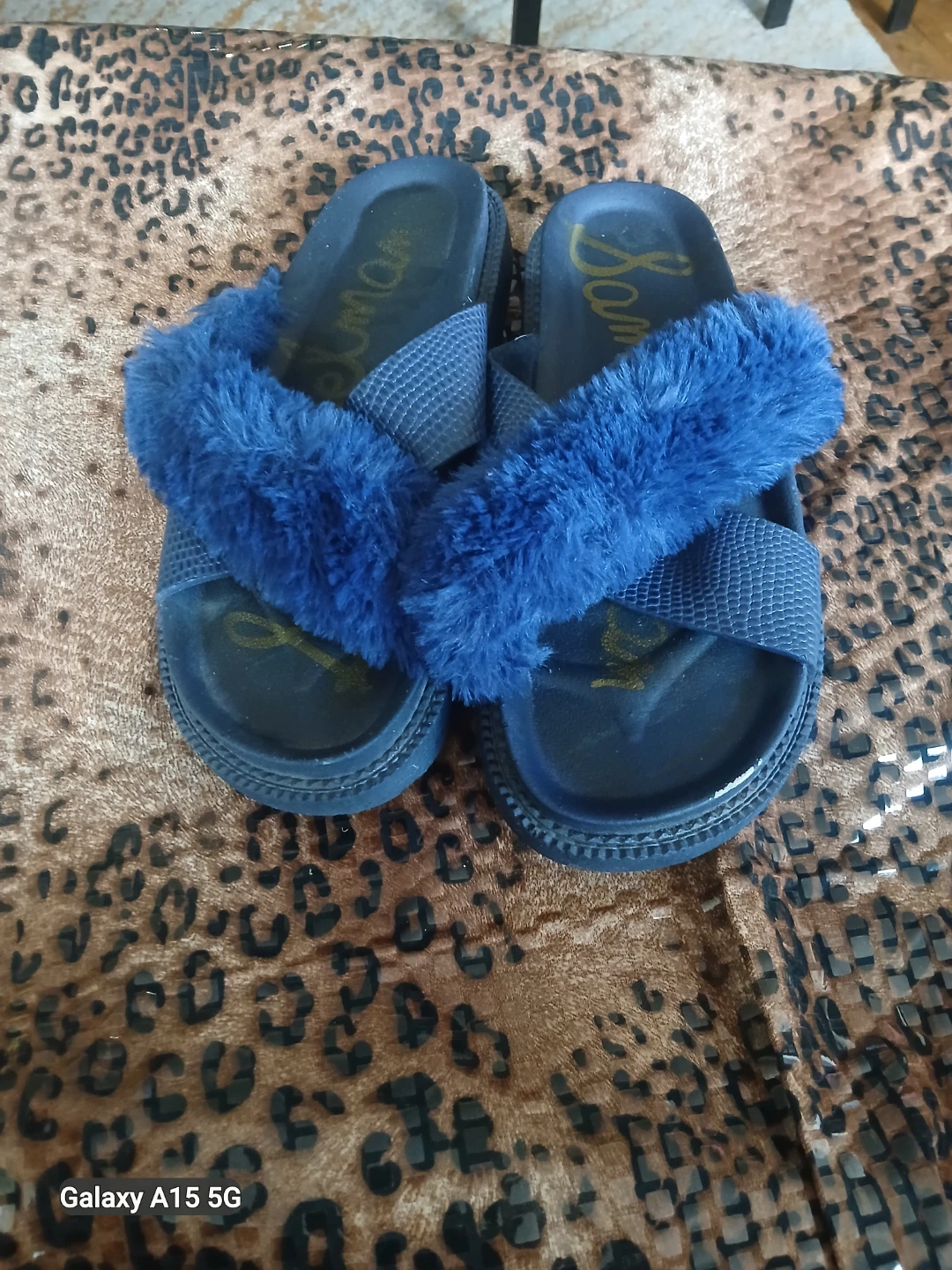 Sam Edelman Blue Fuzzy Slide Sandals - photo 3