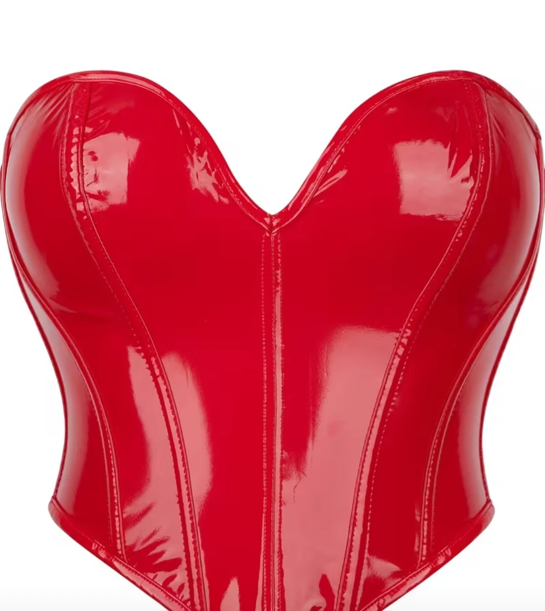 Red Faux Leather Corset - XL
