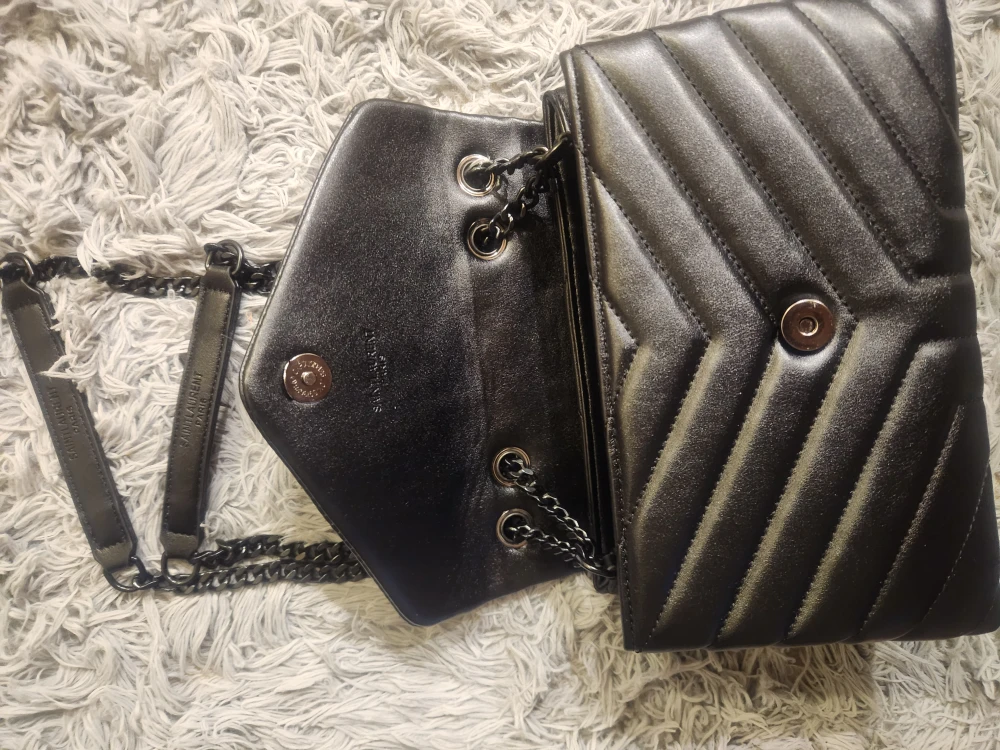 Saint Laurent Black Leather Monogram Chain Shoulder Bag - photo 3