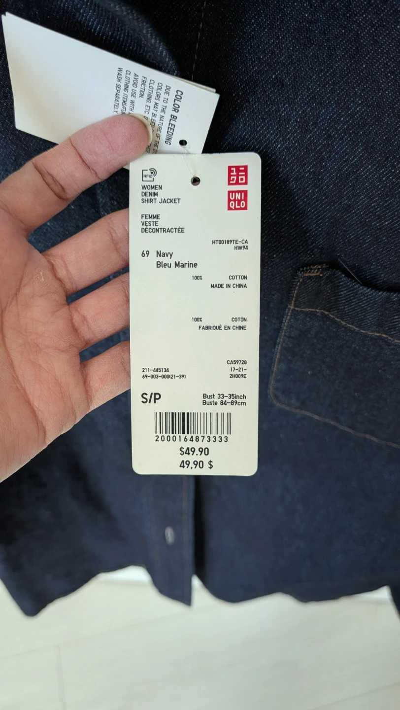 Uniqlo Women's Denim Shirt Jacket - Navy - Size S/P - photo 4