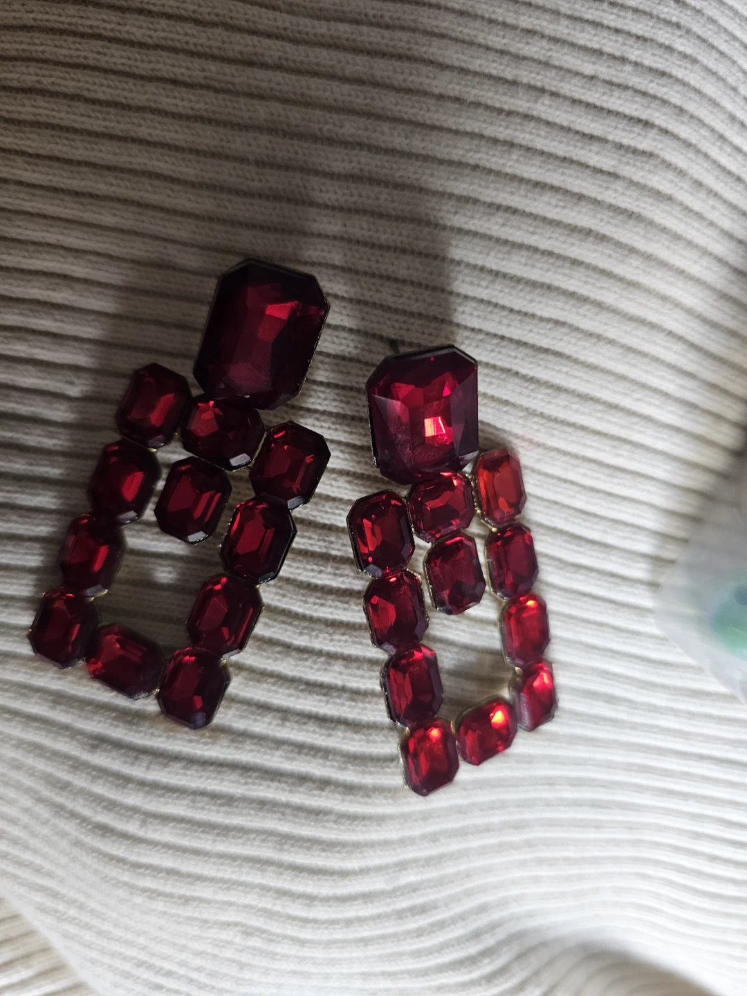 Red Gemstone Dangle Earrings