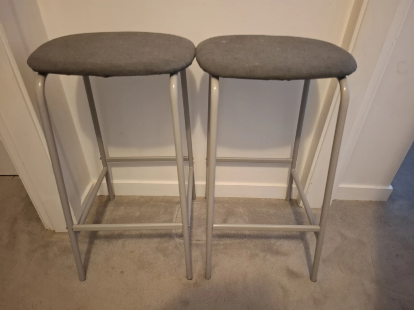 Grey Fabric Bar Stools - Set of 2 - photo 4