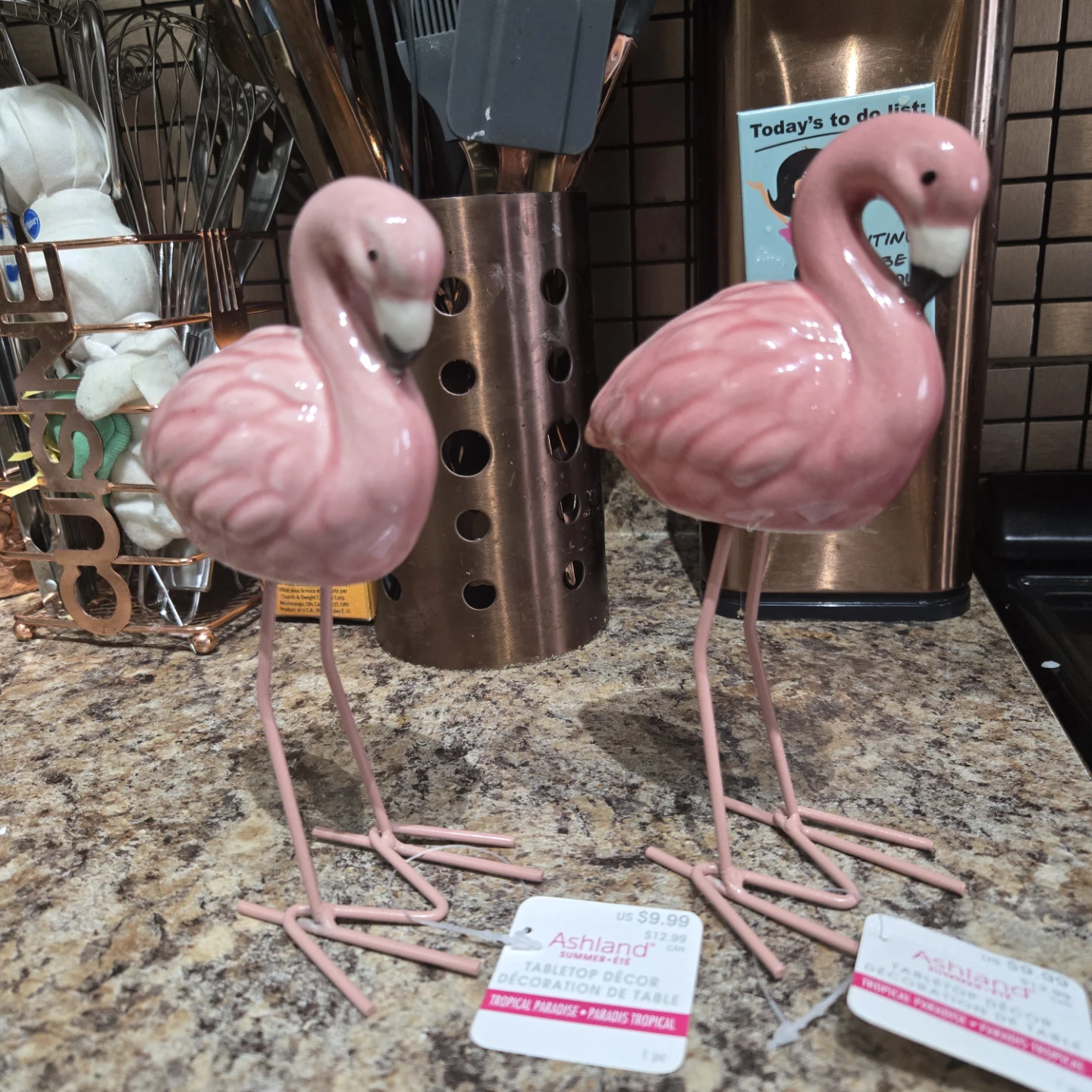 Two Decorative Flamingos From  Michaels