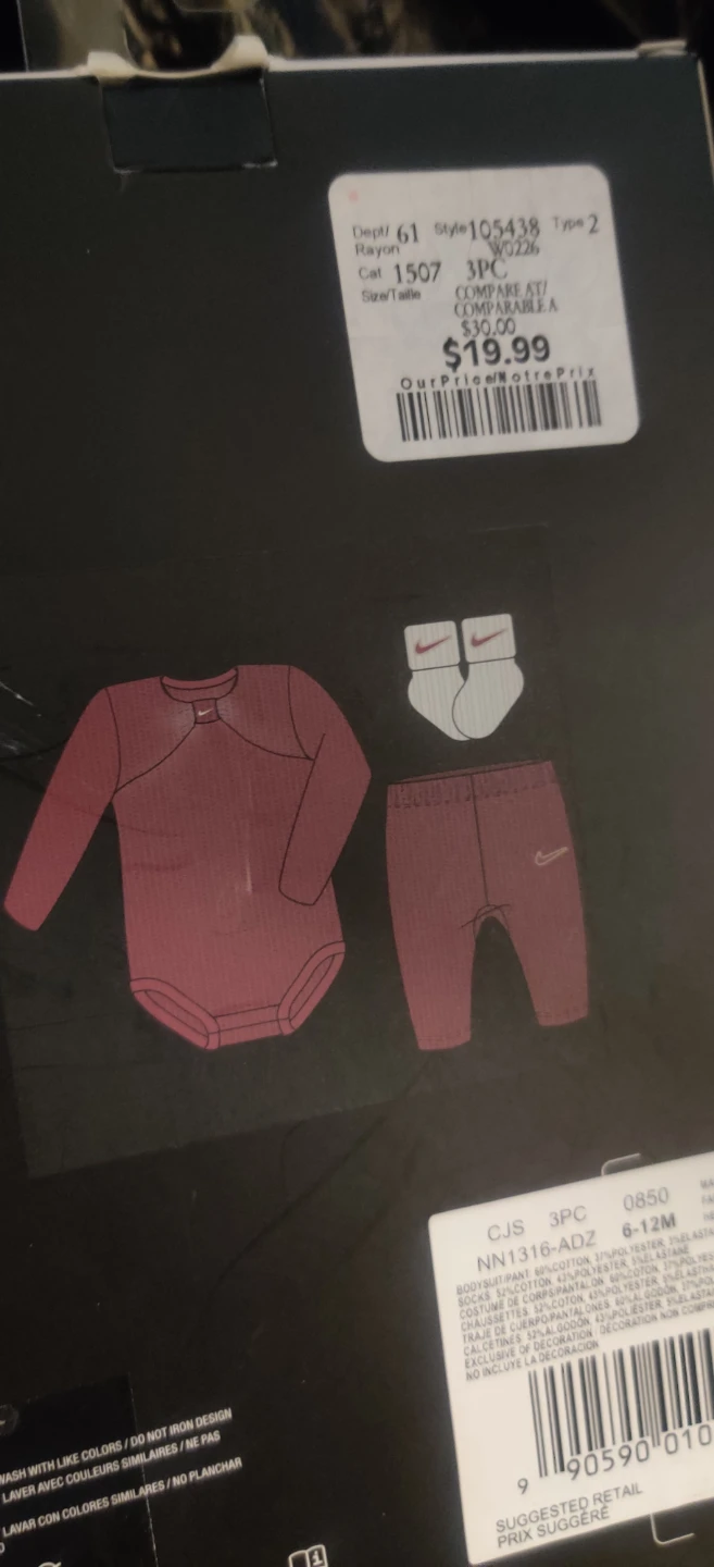 Nike 3-Piece Bodysuit, Pants & Booties Set 6-12 Months - photo 3