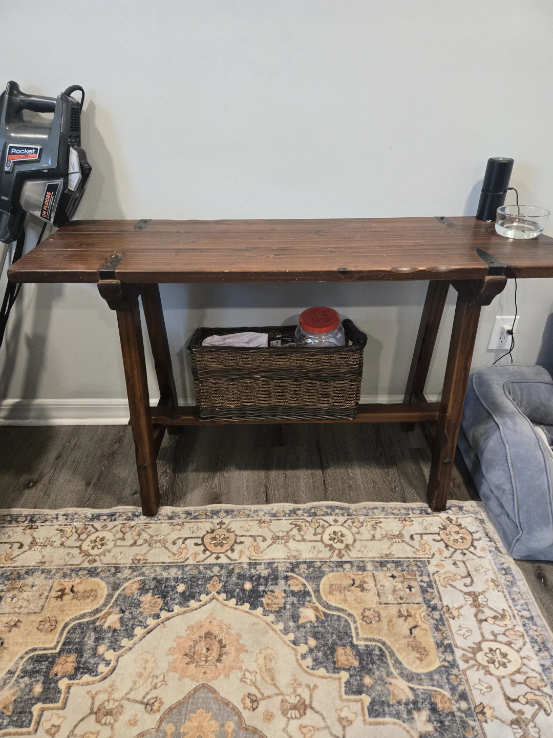 Wooden Console Table with Metal Accents