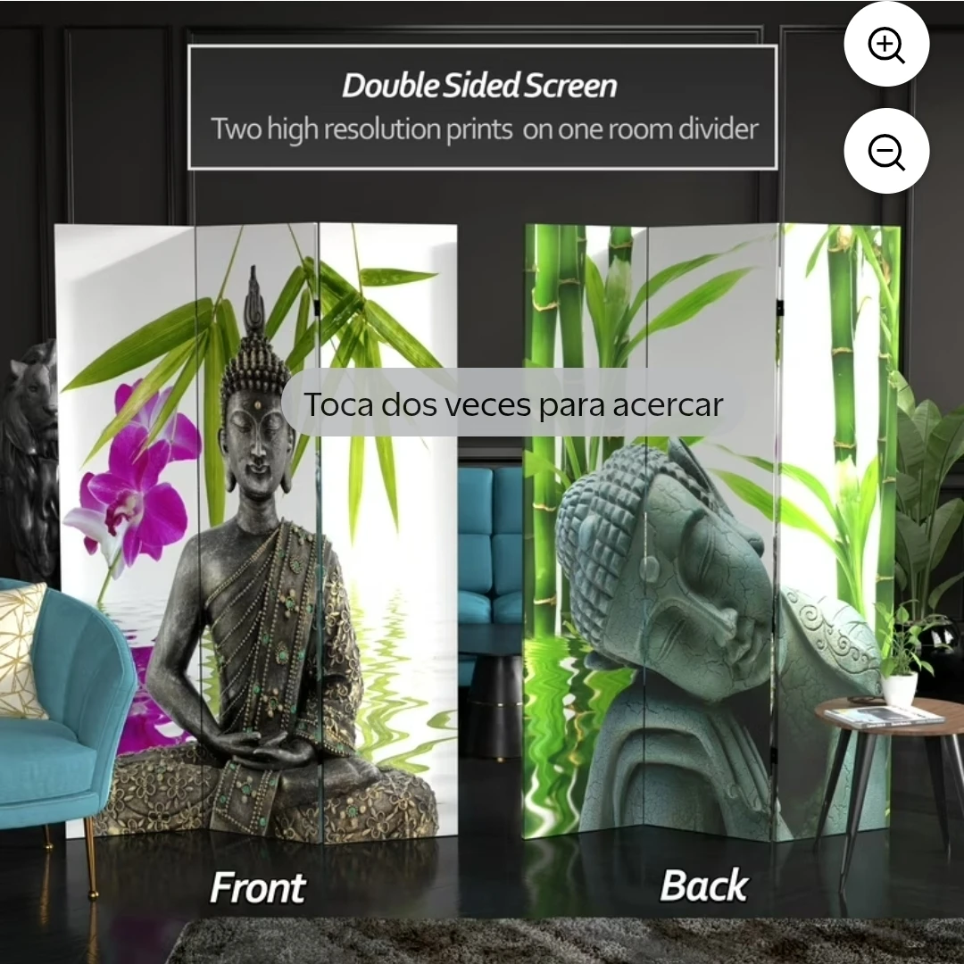 Room Divider Screen with Buddha and Bamboo Design - photo 2