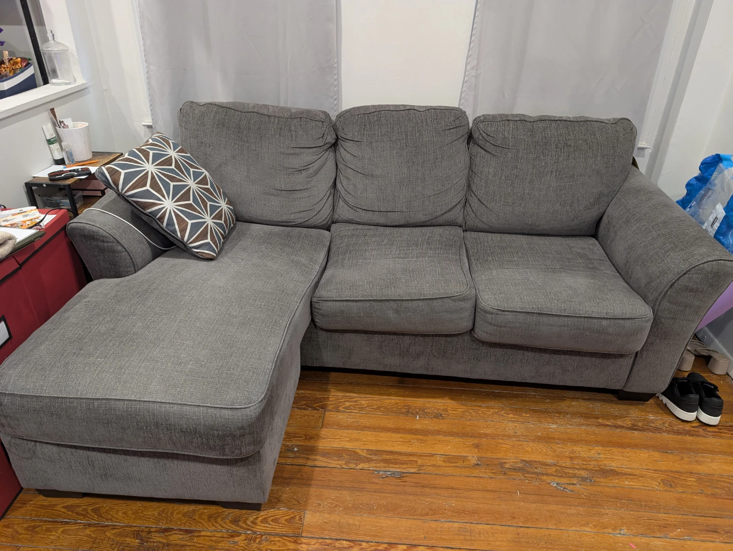 Gray Sectional Sofa with Pull-Out Bed