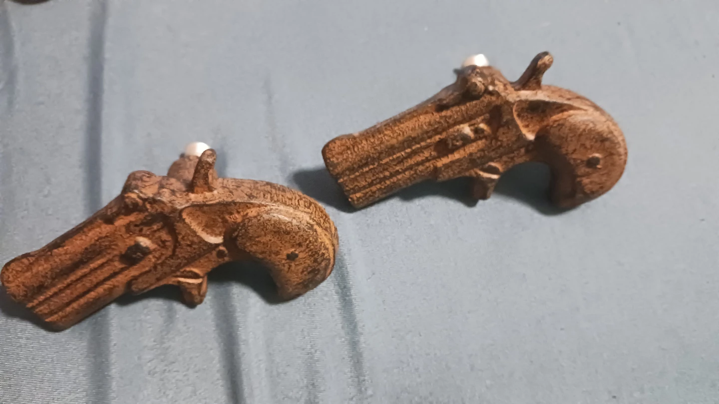 Miniature Derringer Pistol Wall Hooks (Set of 2)
