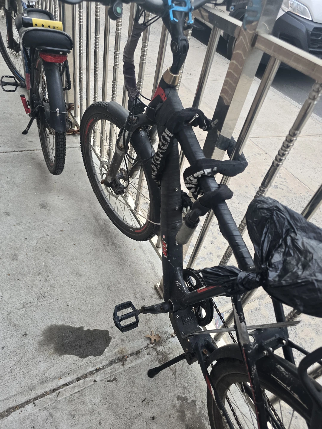 Black Electric Bicycle with Rear Rack